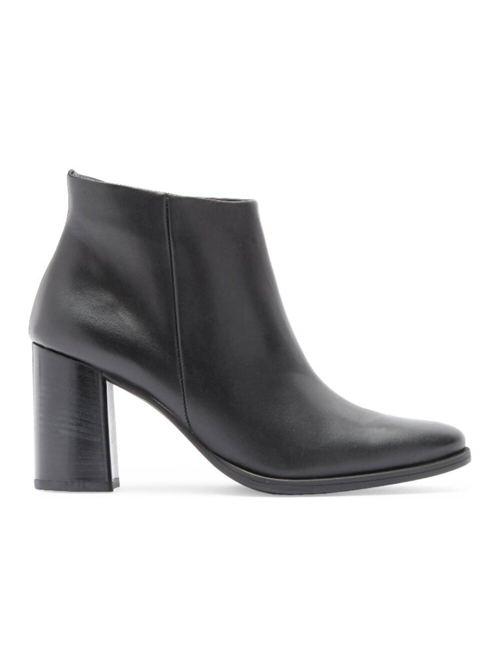 $520 PAUL GREEN Winn Booties ALMOND TOE STACKED BLOCK ZIP BLACK LEATHER 8.5 (A7)